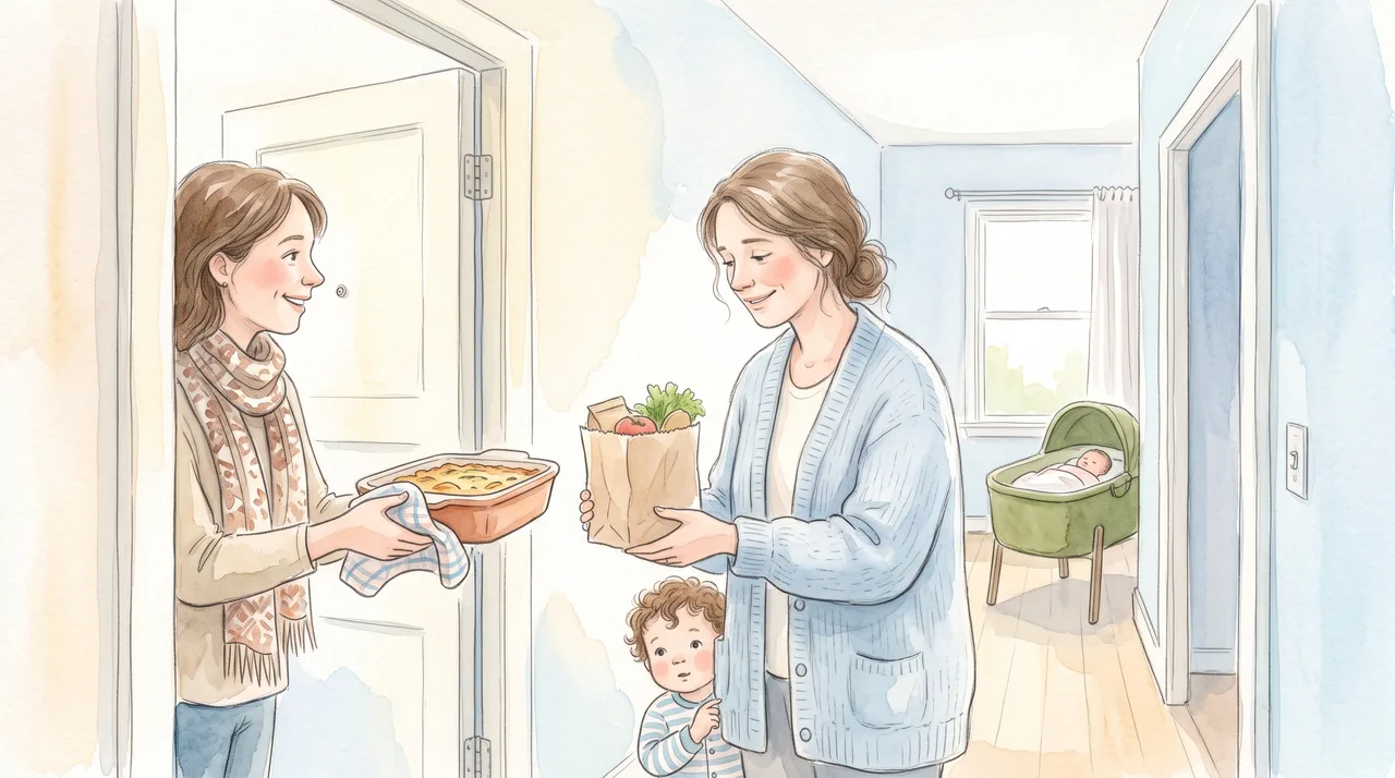 Visite après une naissance : quand venir, quoi apporter