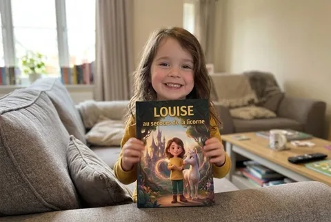 Un enfant tient le livre imprimé à couverture rigide